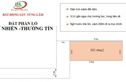 Bán mảnh đất 42m, lô góc TT Xã tự nhiên Thường Tín giá 6XX Tr/m2