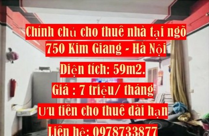 Chính chủ cho thuê nhà tại ngõ 750 Kim Giang, Hà Nội.