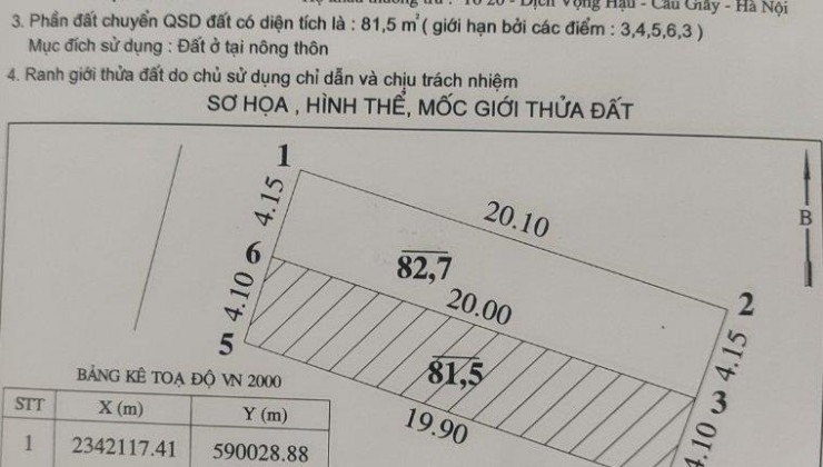 Bán 82,7m2 full thổ cư Đường Yên, Xuân Nộn, Đông Anh, Hà Nội. Đất bìa làng, ôtô tránh.