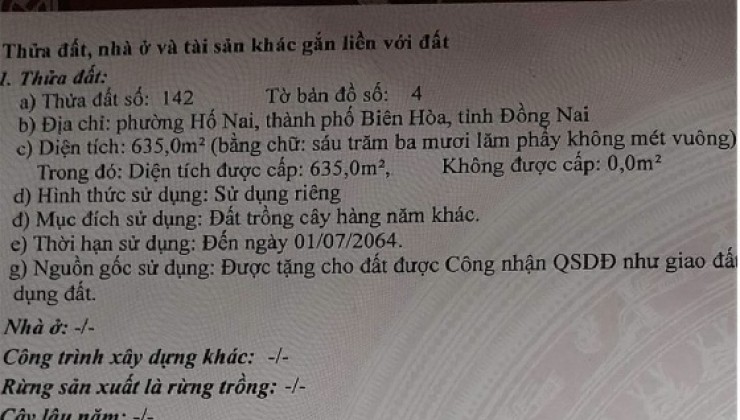 BÁN GẤP LÔ GÓC 2 MẶT TIỀN CHÍNH CHỦ TP Biên Hoà, Đồng Nai