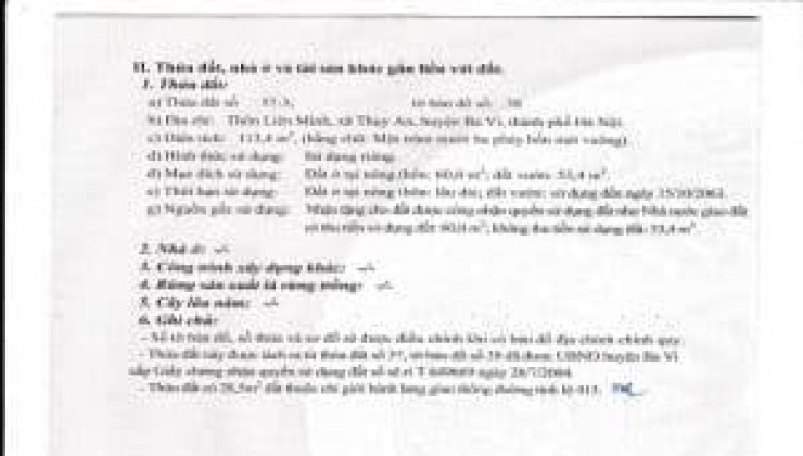 Chính chủ cần bán lô đất tại địa chỉ: Xã Thụy An, Huyện Ba Vì, Hà Nội