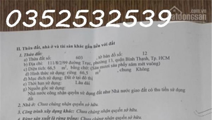 Bán nhà 111/8/2B Đặng Thuỳ Trâm, ngang 4,5m dài 15m giá 8,9 tỷ thương lượng