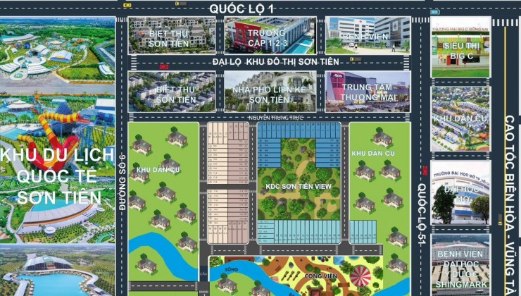 ĐẤT FULL THỔ CƯ KDC SƠN TIÊN VIEW 70 M2 GIÁ 1 TY2