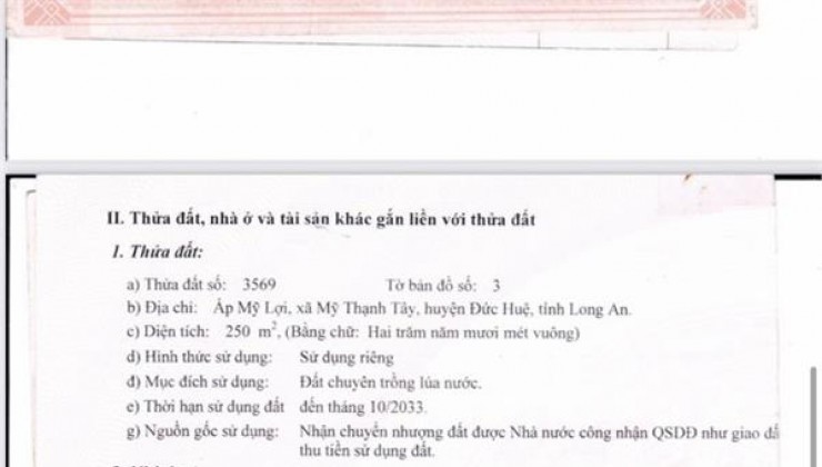 CHÍNH CHỦ Bán Đất Tặng Nhà C4 Tại Mỹ Thạnh Tây, Đức Huệ, Long An