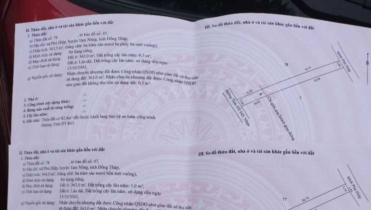 Cần bán nhanh lô đất mặt tiền đường ĐT 843 gần ngay UBND Xã Phú Hiệp cách 200m tại Phú Hiệp, Tam Nông Đồng Tháp