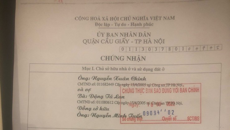 Chính chủ cần bán gấp nhà 5 tầng phố Nghĩa Tân, Q Cầu Giấy, HN