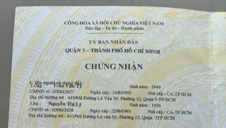 Bán Nhà Mặt Tiền 1008 căn góc Truờng Sa Quận 3