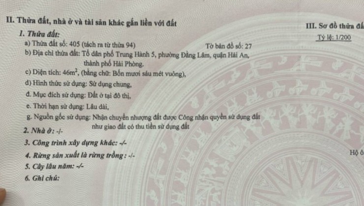 Bán nhà Trung Hành - Đằng Lâm, diện tích 46m 3 tầng cực đẹp GIÁ chỉ 2.32 tỉ