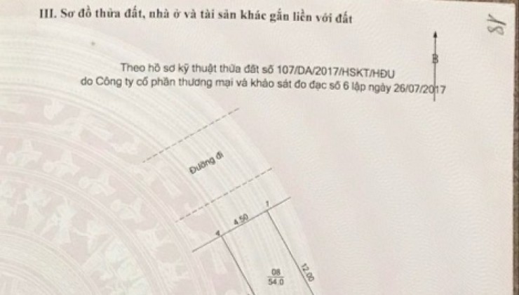 bán lô đất Yên Nghĩa Phân lô vỉa hè đường 25 m kd 54 m mt 4,5m giá 5 tỷ 6