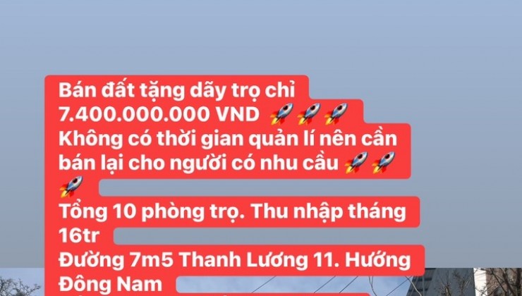 BÁN MẶT TIỀN TẶNG 10 PHÒNG TRỌ ĐƯỜNG THANH LƯƠNG 11 , PHƯỜNG HÒA XUÂN , CẨM LỆ , ĐÀ NẴNG