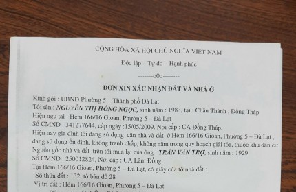 BÁN NHÀ ĐẸP - Vị Trí Đắc Địa Tại 116/16 Gio An, Phường 5, TP Đà Lạt, Lâm Đồng