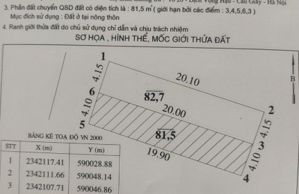 Bán 82,7m2 full thổ cư Đường Yên, Xuân Nộn, Đông Anh, Hà Nội. Đất bìa làng, ôtô tránh.