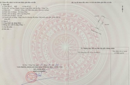 Đất nền thổ cư cực rẻ tại  Tam Phước, Long Điền, BRVT