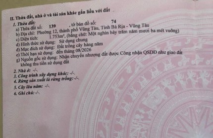 Chính Chủ Cần Bán Đất TP.Vũng Tàu, Tỉnh Bà Rịa - Vũng Tàu