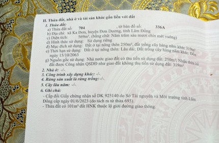 ĐẤT ĐẸP – GIÁ TỐT - Chính Chủ Cần Bán Lô Đất  tại Xã Ka Đơn, H. Đơn Dương, T. Lâm Đồng