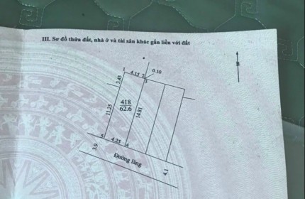 HƠN 1 tỷ Ô TÔ TẢI THÔNG giáp Chúc Sơn.
 Diện tích: 62,6m
- Đường OTO thông vòng quanh. 
Cách đường quốc lộ 6 chỉ 150m, ngay gần huyện uỷ, trường