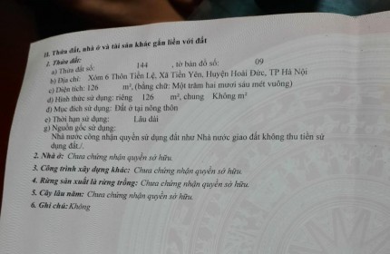 GẤP! CHÍNH CHỦ Cần Bán Lô Đất Vị Trí Đẹp Giá Đầu Tư Tại Tiền Yên, Hoài Đức