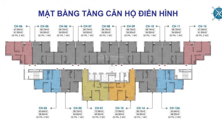 Bán 10 suất ngoại giao căn góc 2PN 2VS - 61 m2, Đông Nam, siêu đẹp dự án Trust City văn Giang