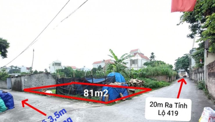 Cần Bán Đất 81m2, nhỉnh 2.x tỷ, giáp TL 419, Đại Yên, tk2, ô góc đường ô tô đánh võng vòng quanh đất.