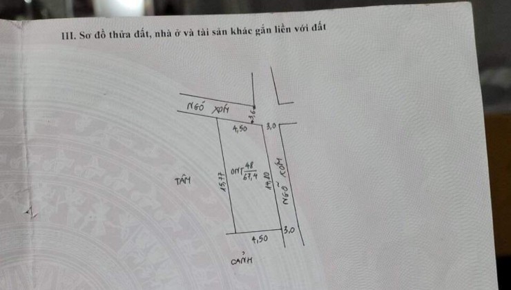 Đoàn Kết, Đại Yên, 67.4m2, lô góc, ô tô vào, tk1, gần TL 419, giá đầu tư 1.x tỷ