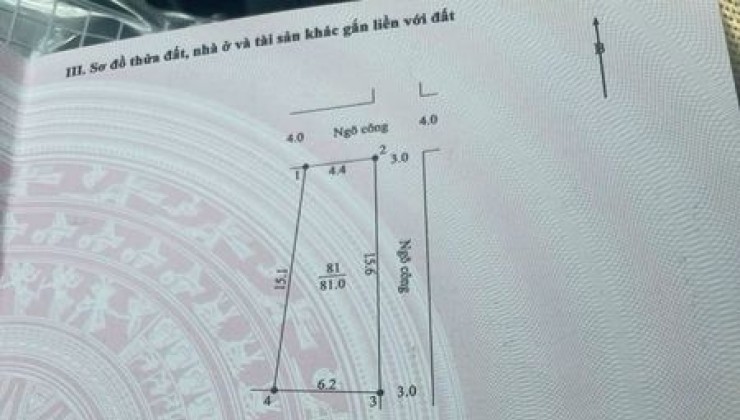 Cần Bán Đất 81m2, nhỉnh 2.x tỷ, giáp TL 419, Đại Yên, tk6, ô góc đường ô tô đánh võng vòng quanh đất.