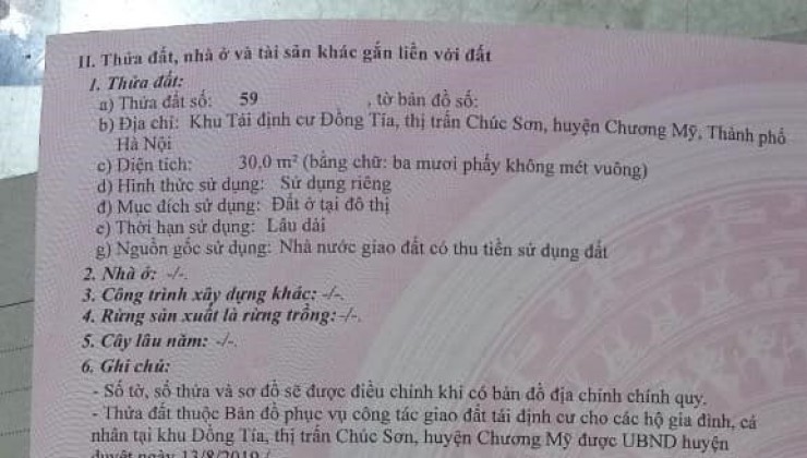 CC bán lô đất Đồng Tía, Chúc Sơn, 30m2, 2.x tỷ, tk1, nằm ở vị trí đắc địa, vỉa hè 5m và đường rộng mênh mông, Kd bất chấp.