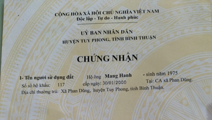 BÁN ĐẤT ĐẸP - Vị Trí Đẹp Tại Xã Phan Dũng, Huyện Tuy Phong, Bình Thuận