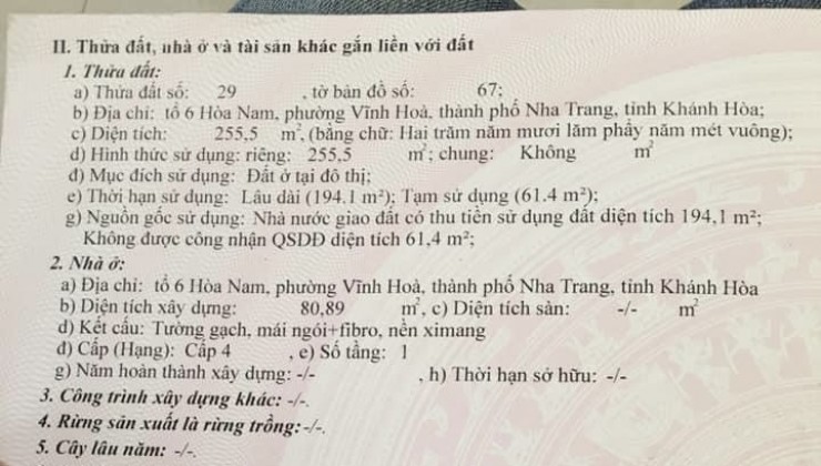 Nhà 2 mặt tiền cấp 4 số 21 Dương Hiến Quyền, Vĩnh Hòa, Nha Trang, Khánh Hòa