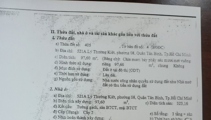 Chính chủ cần bán nhà 21- 21A  Lý Thường Kiệt : ngang 10m* 20m