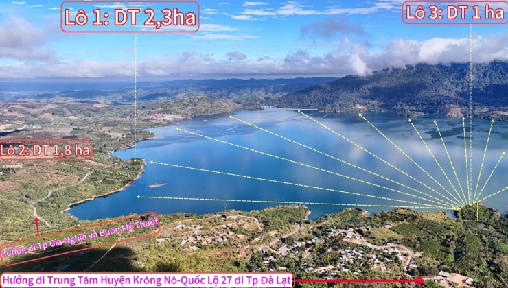 Bán 10.000m2 đất view hồ hình chiếc lá độc nhất vô nhị tại hồ Nam Ka, đất có 220m mặt tiền hồ