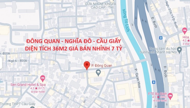 HIẾM! NHÀ RIÊNG ĐÔNG QUAN 36M2, MẶT TIỀN 3,4M. NGHĨA ĐÔ. CẦU GIẤY. LH 0862931114