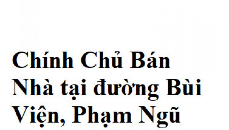 Chính Chủ Bán Nhà tại đường Bùi Viện, Phạm Ngũ Lão, Quận 1