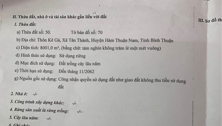 CHÍNH CHỦ Cần Bán Gấp Đất Vị Trí Đẹp Tại Thôn Kê Gà, xã Tân Thành, Hàm Thuận Nam, Bình Thuận