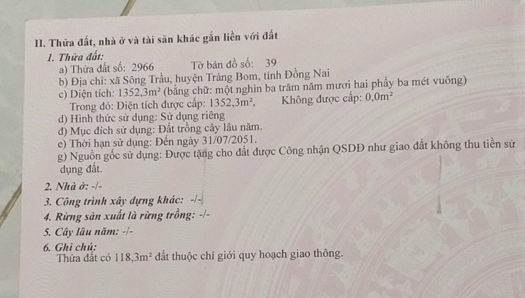 ĐẤT ĐẸP – GIÁ TỐT - CHÍNH CHỦ Cần Bán LÔ ĐẤT VỊ TRÍ ĐẸP TẠI Trảng Bom – Đồng Nai