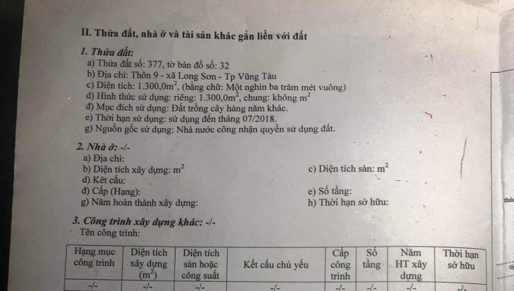 Sở Hữu Ngay LÔ ĐẤT CHÍNH CHỦ - Mặt Tiền Tại Thôn 9 Xã Long Sơn, TP Vũng Tàu, BRVT