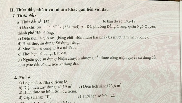 Bán nhà ngõ 202 An Đà, diện tích 43m 3 tầng lô góc GIÁ 2.45 tỉ