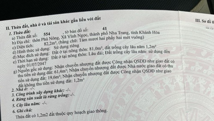 Đất Đẹp - Giá Tốt - Chính Chủ Cần Bán Lô Đất Vị Trí Đẹp Tại Thành Phố Nha Trang Khánh Hòa