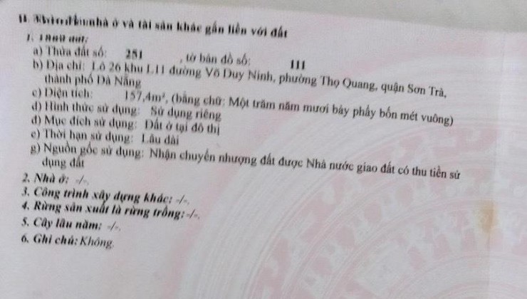 CHÍNH CHỦ Bán Đất Biển, Đường Võ Duy Ninh, Quận Sơn Trà, TP Đà Nẵng _ Giá 40 Triệu/M2