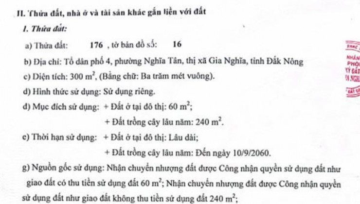 Chính Chủ Cần Bán Lô Đất Tại Tổ dân phố 4, Phường Nghĩa Tân, Gia Nghĩa , Đak Nông