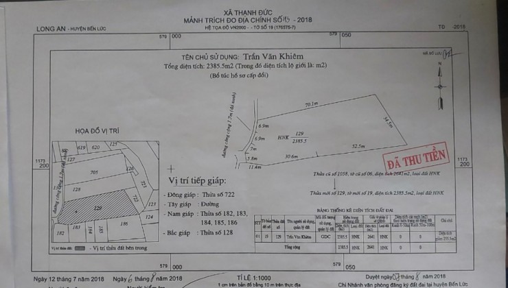 BÁN CẮT LỖ ĐẤT VƯỜN CHÍNH CHỦ Tại Xã Thạnh Đức, Bến Lức, Long An