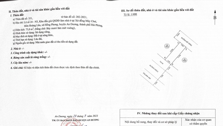 Siêu phẩm 75m2 ngang 5m 2 mặt tiền trung tâm KCN Tràng Duệ, An Dương