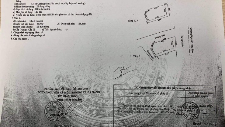 Gấp bán nhà 3 tầng 3 mặt tiền Nguyễn Hữu Thọ ngang hơn 6m vị trí siêu đặc biệt