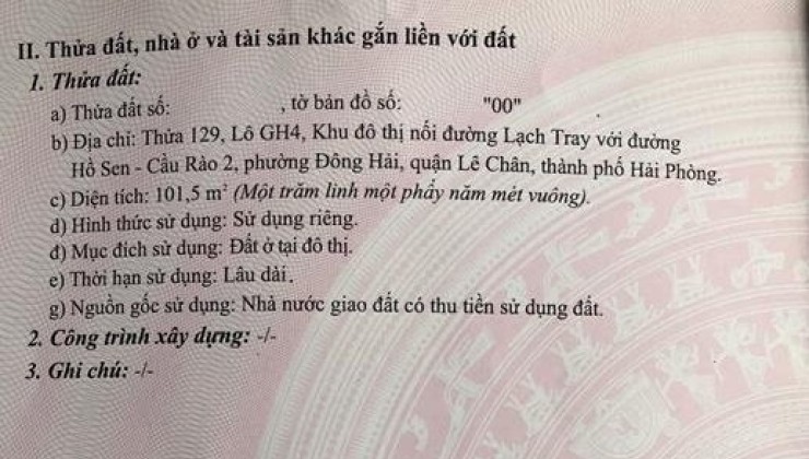 Bán đất tuyến 2 Khu Đô Thị ICC Lạch Tray - Quán Mau, diện tích 102m GIÁ 10 tỉ cực đẹp