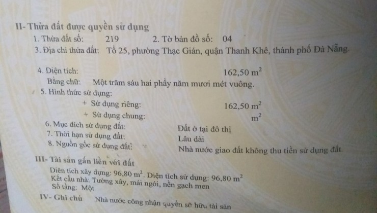 BÁN CĂN Lô 3 mặt kiệt 40 Phan Thanh thông Kiệt 131 Lý Thái Tổ, Quận Thanh Khê, Đà Nẵng