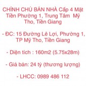 CHÍNH CHỦ BÁN NHÀ Cấp 4 Mặt Tiền Phường 1, Trung Tâm  Mỹ Tho, Tiền Giang