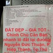 ĐẤT ĐẸP – GIÁ TỐT - Chính Chủ Cần Bán nhanh lô đất tại Thủ Dầu Một, Bình Dương.