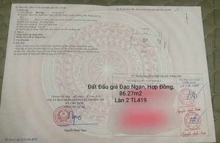 Cc cần thanh lý gấp lô đất 86.27m2, 2.x tỷ, tk6, đất đấu giá Đạo Ngạn, Hợp Đồng Chương Mỹ, HN,  kd, văn phòng