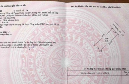 CC bán 46m2 tk4, Phượng Đồng, Phụng Châu Chương Mỹ 
Đường ô tô thông,
