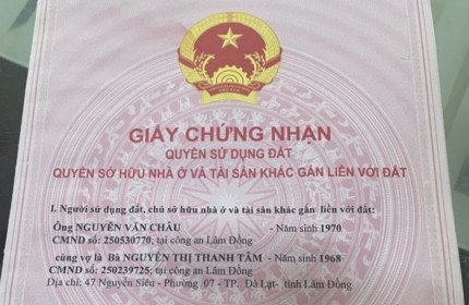 BÁN ĐẤT ĐẸP - Vị Trí Đẹp Tại 47 Nguyễn Siêu, P7, TP Đà Lạt