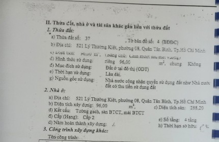 Gia đình Tôi cần bán nhà 21 Lý Thường Kiệt , P8 , Q Tân Bình